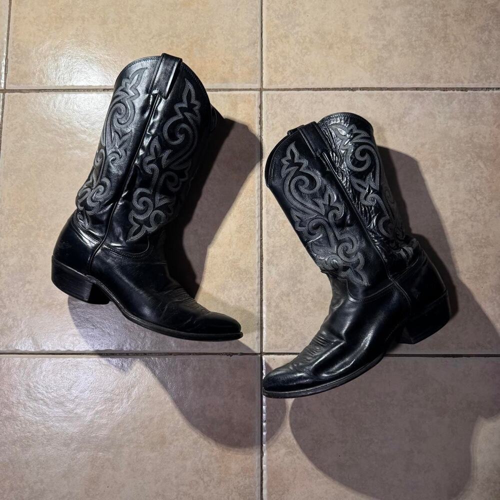 Justin black leather cowboy boots Size 9 In Mens